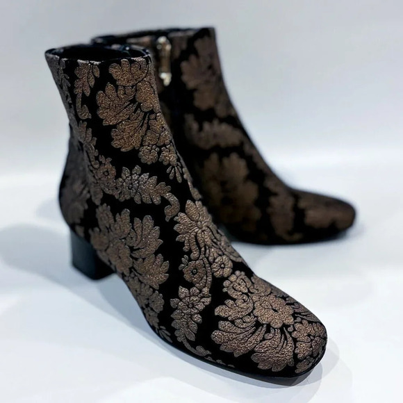 Marc Cain Shoes - MARC CAIN – Bronze floral velvet ankle boots *